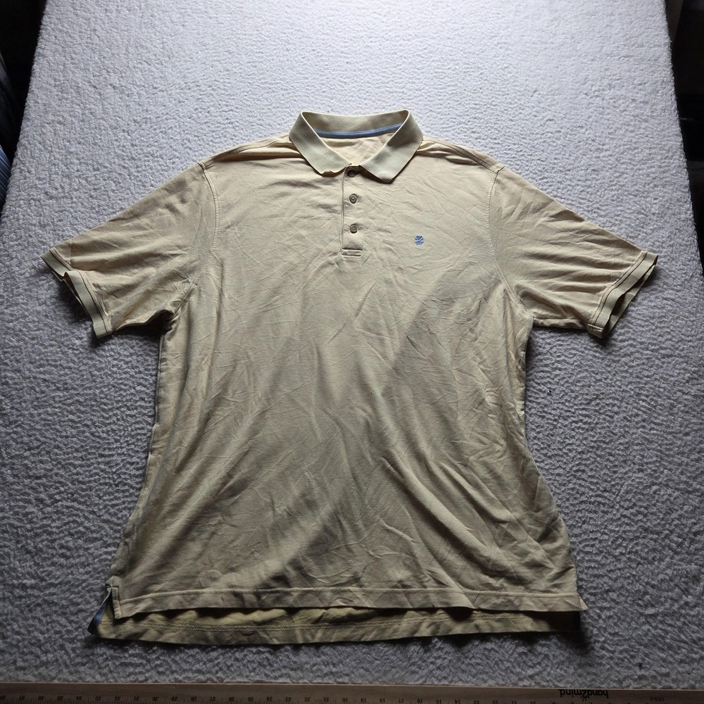 IZOD Polo Shirt Mens 3XL Yellow Solid Short Sleeve Cotton Poly Logo Knit Top